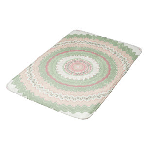 Mint Green Pink Mandala  Bath Mat