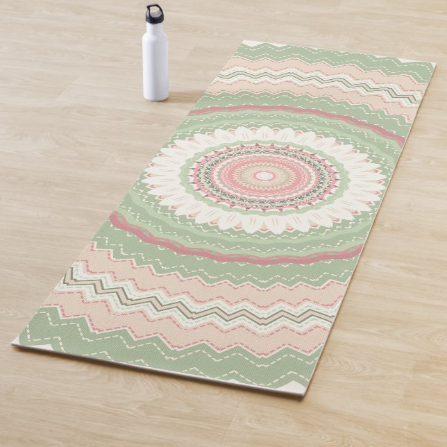 Mint Green Pink Mandala  Yoga Mat (In Situ)