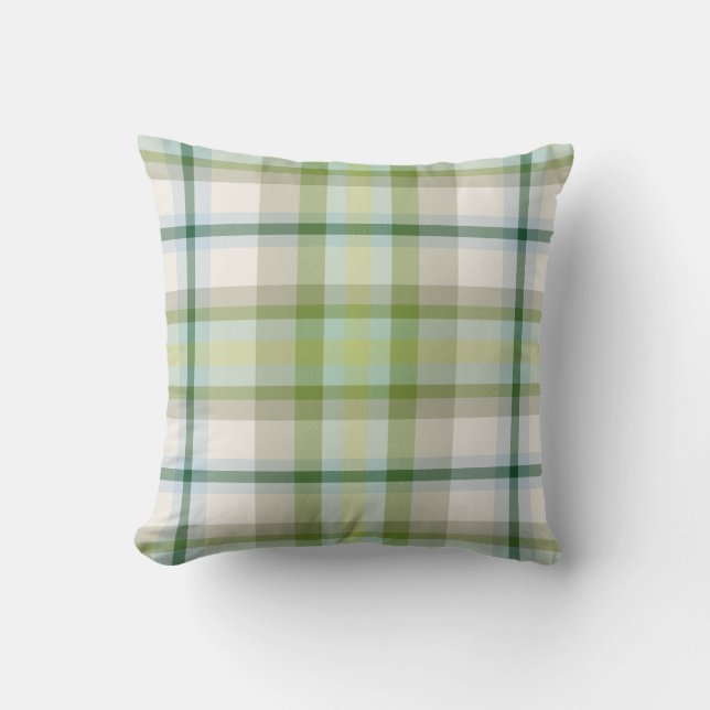 Mint Green Plaid Pillow (Front)