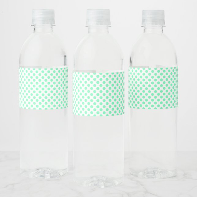 Mint Green Polka Dot Pattern Love Ball Print Cute Water Bottle Label (Bottles)