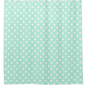 Mint green polka dots shower curtain