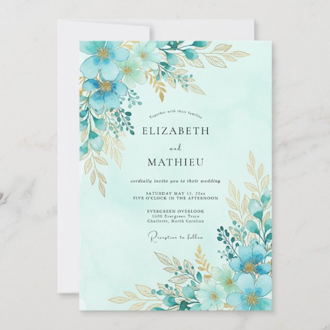 Mint Green Pristine Spring Wedding Invitation (Front)