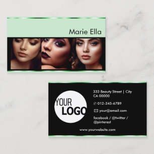 Mint Green Product Labels with Logo Photos Glam Business Card