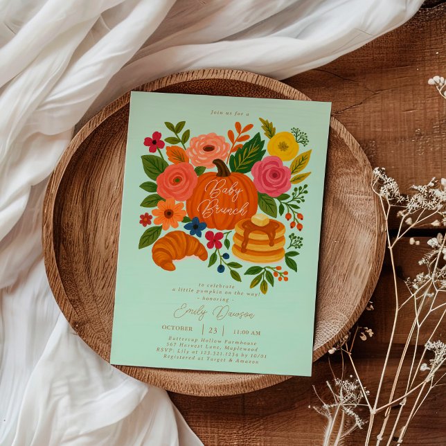 Mint Green Pumpkin Baby Shower Brunch Invitation (Creator Uploaded)