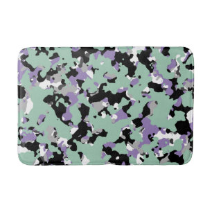 Mint Green & Purple Camouflage Camo Print Bath Mat