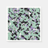 Mint Green & Purple Camouflage Camo Print Party