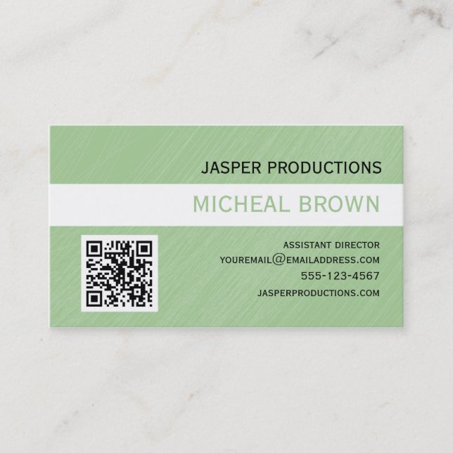 Mint Green QR Code Business Card (Front)