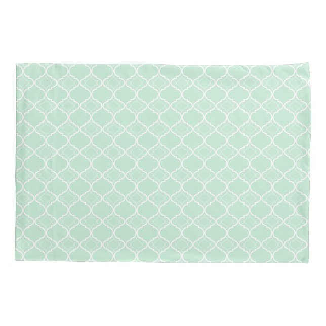 Mint Green Quatrefoil Geometric Pattern Pillows Pillowcase (Back)