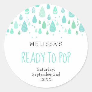 Mint green raindrops Ready to Pop Classic Round Sticker