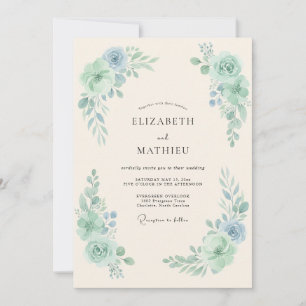 Mint Green Refined Spring Wedding Invitation