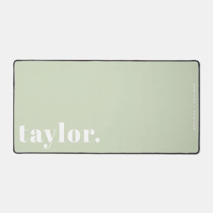 Mint Green Retro Typography Personalized Desk Mat