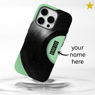 Mint Green Retro Vinyl Record Custom Name  iPhone 16 Pro Case