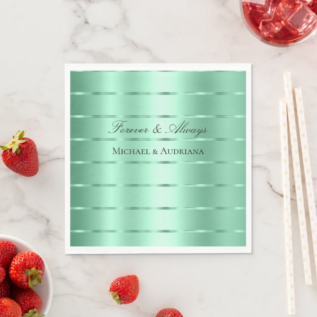 Mint Green Ribbon Wedding Bridal Shower  Napkin (Insitu)
