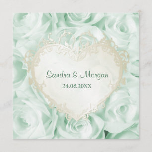 Mint Green Rose Floral Wedding Invitation