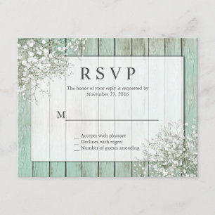 Mint Green Rustic Baby's Breath RSVP Card