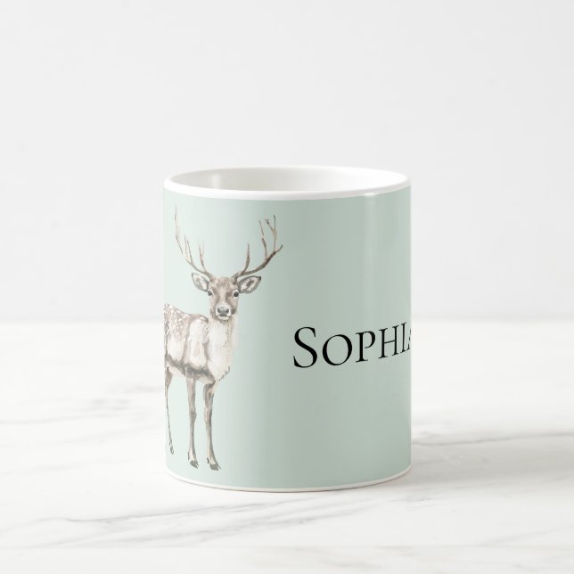 Mint Green Rustic Deer Coffee Mug (Center)