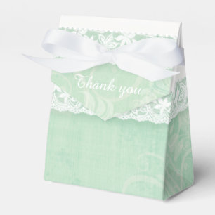 Mint green rustic white lace thank you gift box