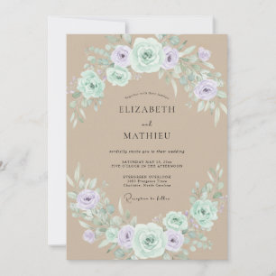 Mint Green Rustic Woodland Wedding Invitation
