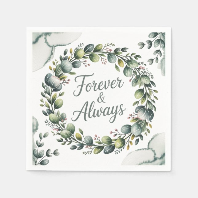 Mint Green & Sage Green Eucalyptus Napkin (Front)