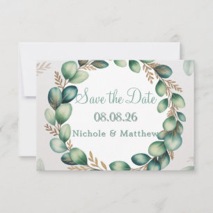 Mint Green & Sage Green Eucalyptus Wedding Save The Date