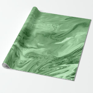Mint Green Salvia Greenery Marble Molten Metal Wrapping Paper