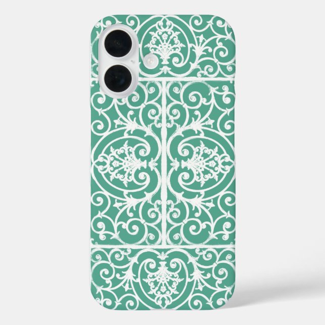 Mint green scrollwork pattern  Case-Mate iPhone case (Back)