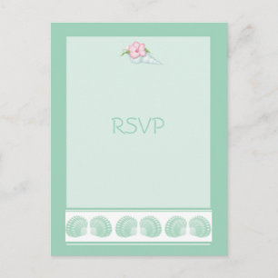 Mint Green Seashells Wedding RSVP Card
