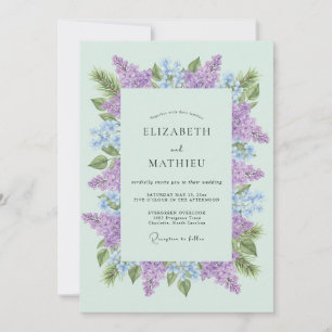 Mint Green Serene Lilac Wedding Invitation