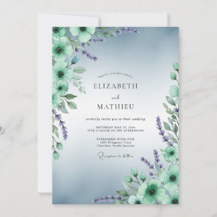Mint Green Serene Watercolor Wedding Invitation
