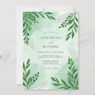 Mint Green Serene Woodland Wedding Invitation