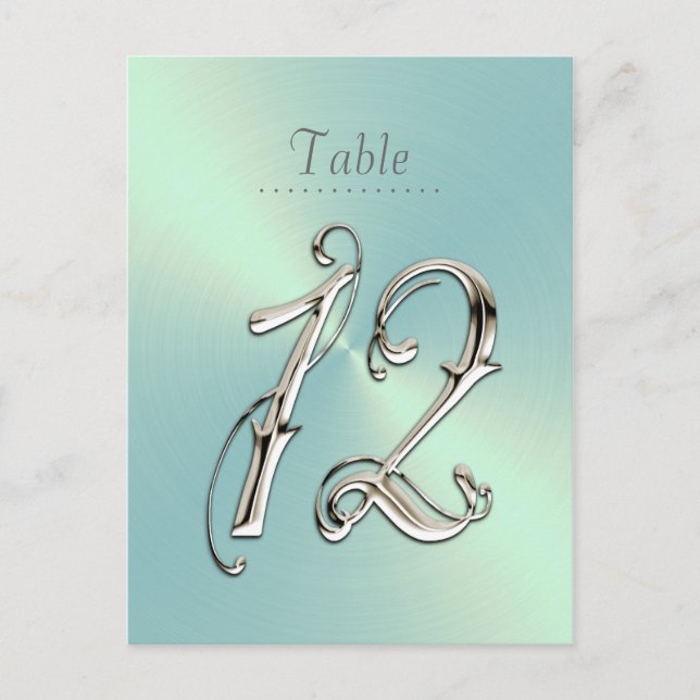 Mint Green Sheen Table Number Postcard (Front)