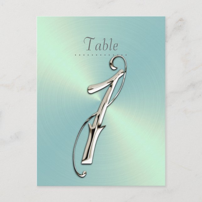 Mint Green Sheen Table Number Postcard (Front)