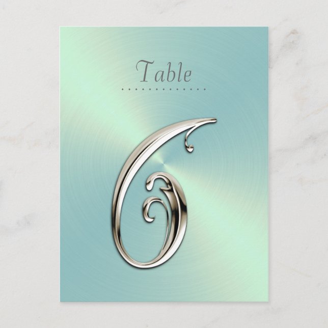 Mint Green Sheen Table Number Postcard (Front)