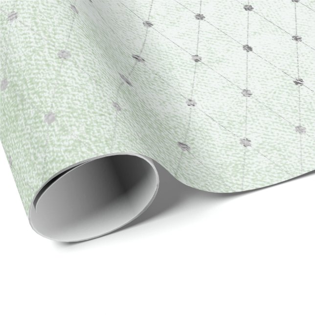 Mint Green Silver Dots Net Delicate Diamond Cut Wrapping Paper (Roll Corner)