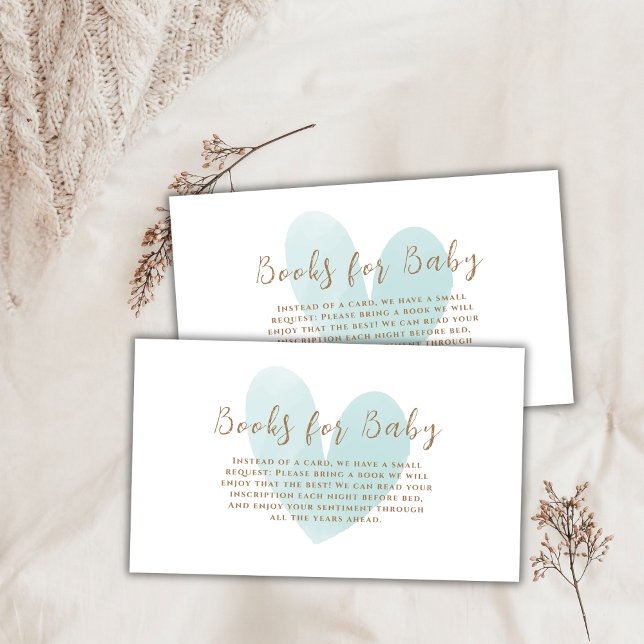 Mint Green Simple Heart Books For Baby Shower Enclosure Card (Mint Green Simple Heart Books For Baby Shower Enclosure Card)