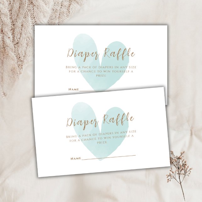 Mint Green Simple Heart Diaper Raffle Baby Shower Enclosure Card (Mint Green Simple Heart Diaper Raffle Baby Shower Enclosure Card)