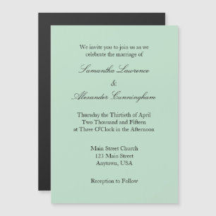 Mint Green Simple Magnetic Wedding Invitation