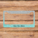 Mint Green Sliver Ombre Custom Text glitter Licence Plate Frame<br><div class="desc">This design may be personalised in the area provided by changing the photo and/or text. Or it can be customised by clicking Personalise this Template and then choosing the click to customise further option and delete or change the colour of the background, add text, change the text colour or style,...</div>