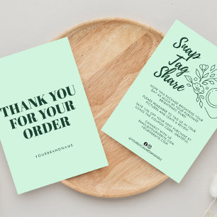 Mint Green Snap Tag Share  Business Thank You Card
