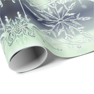 Mint green snowflake wrapping paper