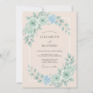 Mint Green Soft Spring Wedding Invitation