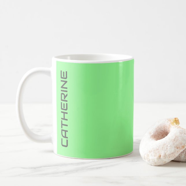 Mint Green Solid Colour Personalised  Coffee Mug (With Donut)