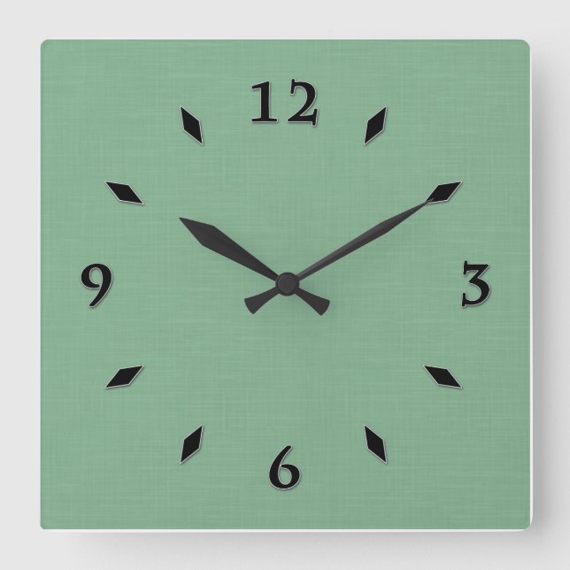 Mint green solid textured  square wall clock (Front)