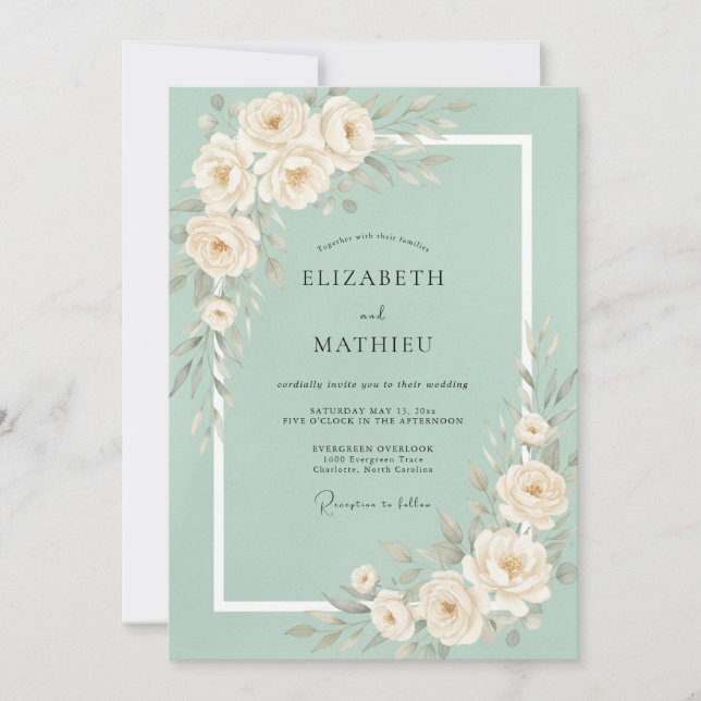 Mint Green Sophisticated Spring Wedding Invitation (Front)