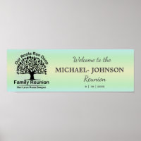 Mint Green Sparkle Family Tree Reunion Banner