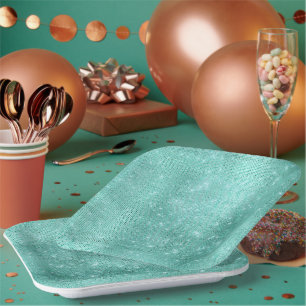 Mint Green Sparkle Paper Plate