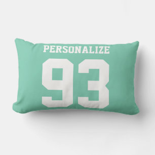 Mint green sports jersey number name zipper lumbar cushion