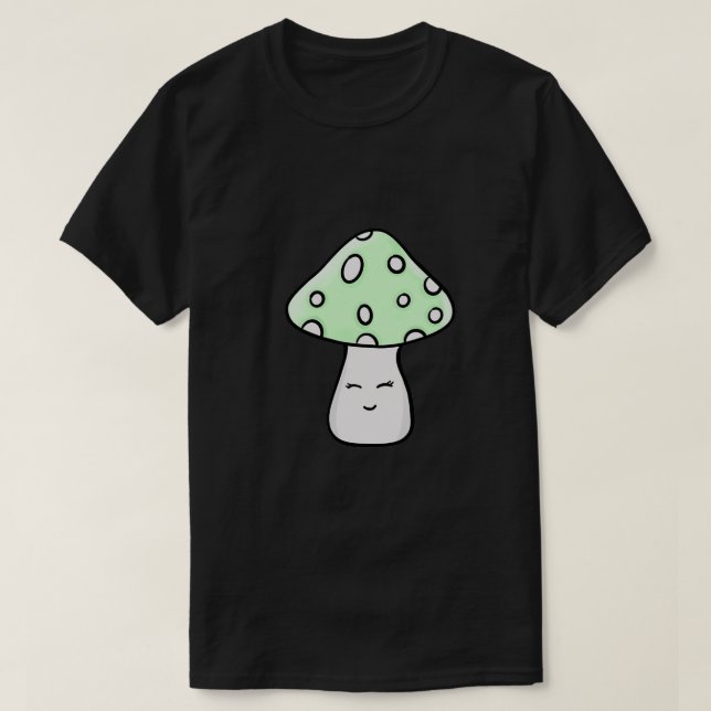Mint Green Spotted Mushroom T-Shirt (Design Front)