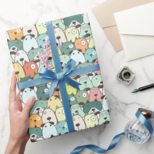 Mint & Green Stacked Dogs Wrapping Paper