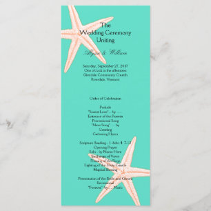 Mint Green Starfish Tall Wedding Program Template